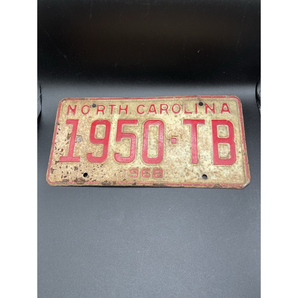 1968 North Carolina License Plate Vintage NC Auto Tag Man Cave Decor